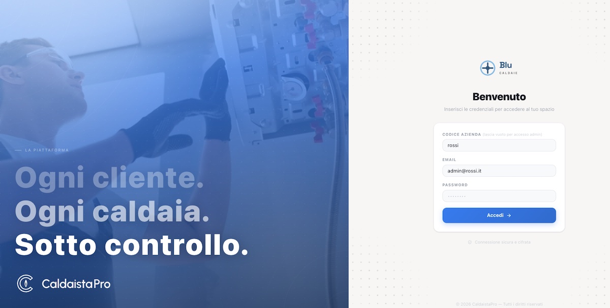 Login web personalizzata — Blu