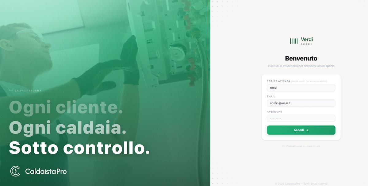 Login web personalizzata — Verdi